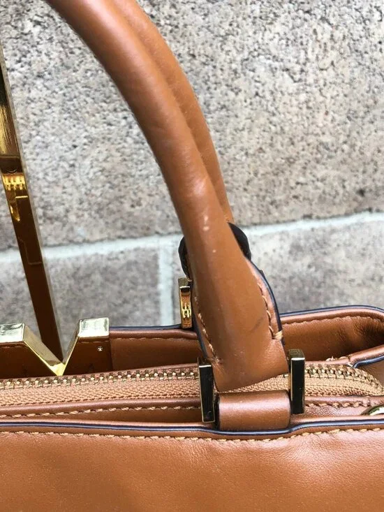 MICHAEL KORS Florence Satchel Purse Leather Brown Top Handle Hand Bag Shoulder - Picture 16 of 16